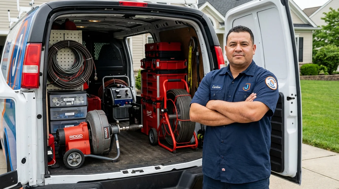 Professional drain cleaning equipment and Johns Plumbing LLC plumber in Bentonville