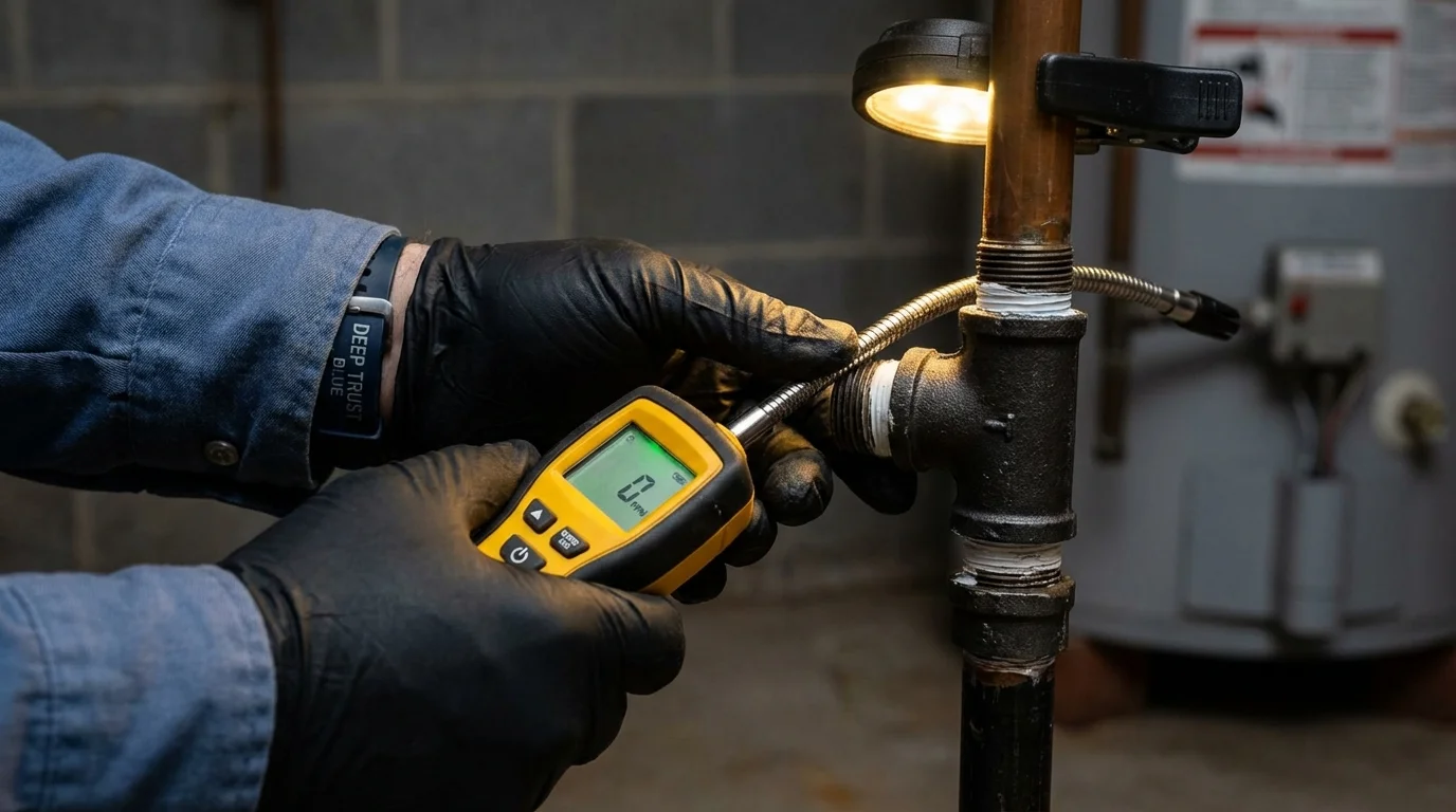 Gas leak detection with electronic sniffer by Johns Plumbing LLC in Bentonville